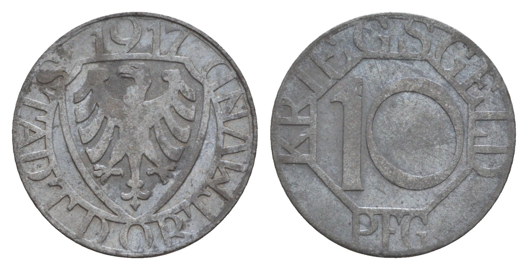 Дортмунд 10 пфеннигов 1917 Funck 103.2, Men05 5488.7, Men18 6862.8 цинк 4659-311