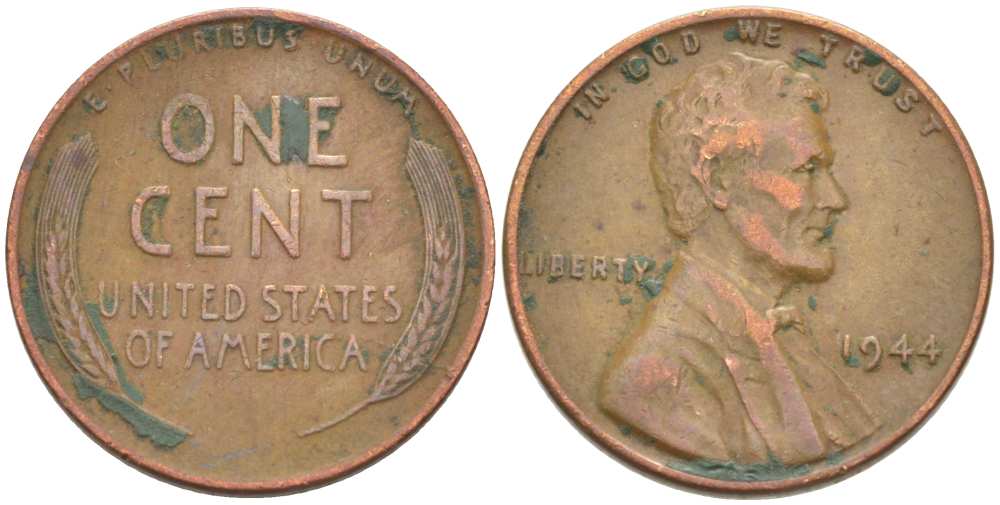 США 1 ЦЕНТ 1944 ЛИНКОЛЬН KM А132 медь цинк 218-148