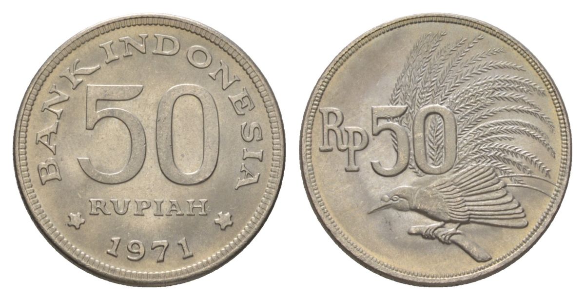 Индонезия 50 рупий 1971 KM 35 медно-никель UNC 4624-1011