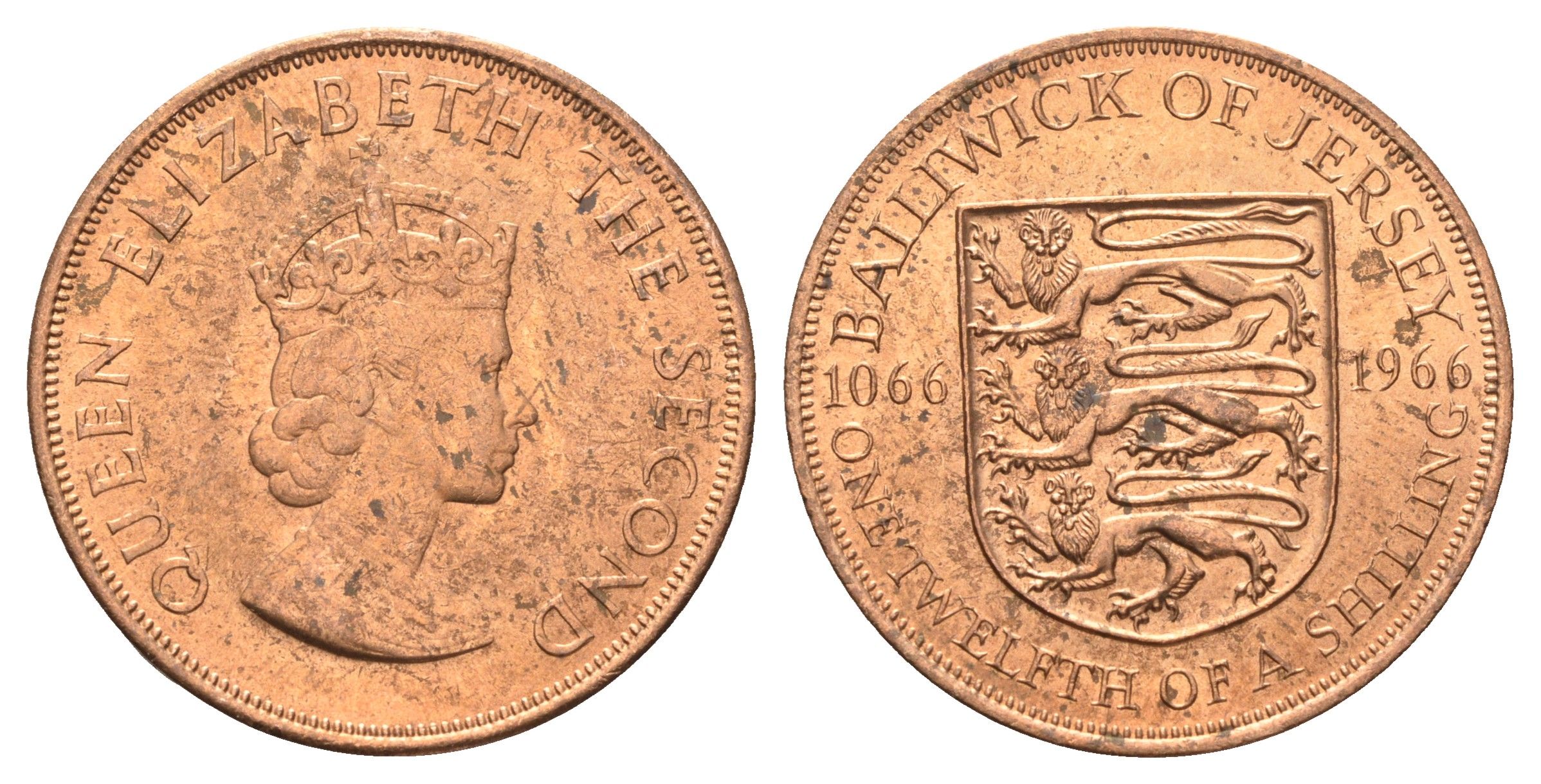 Джерси 1/12 шиллинга 1966 900 лет битве при Гастингсе KM 26 бронза aUNC 4661-133