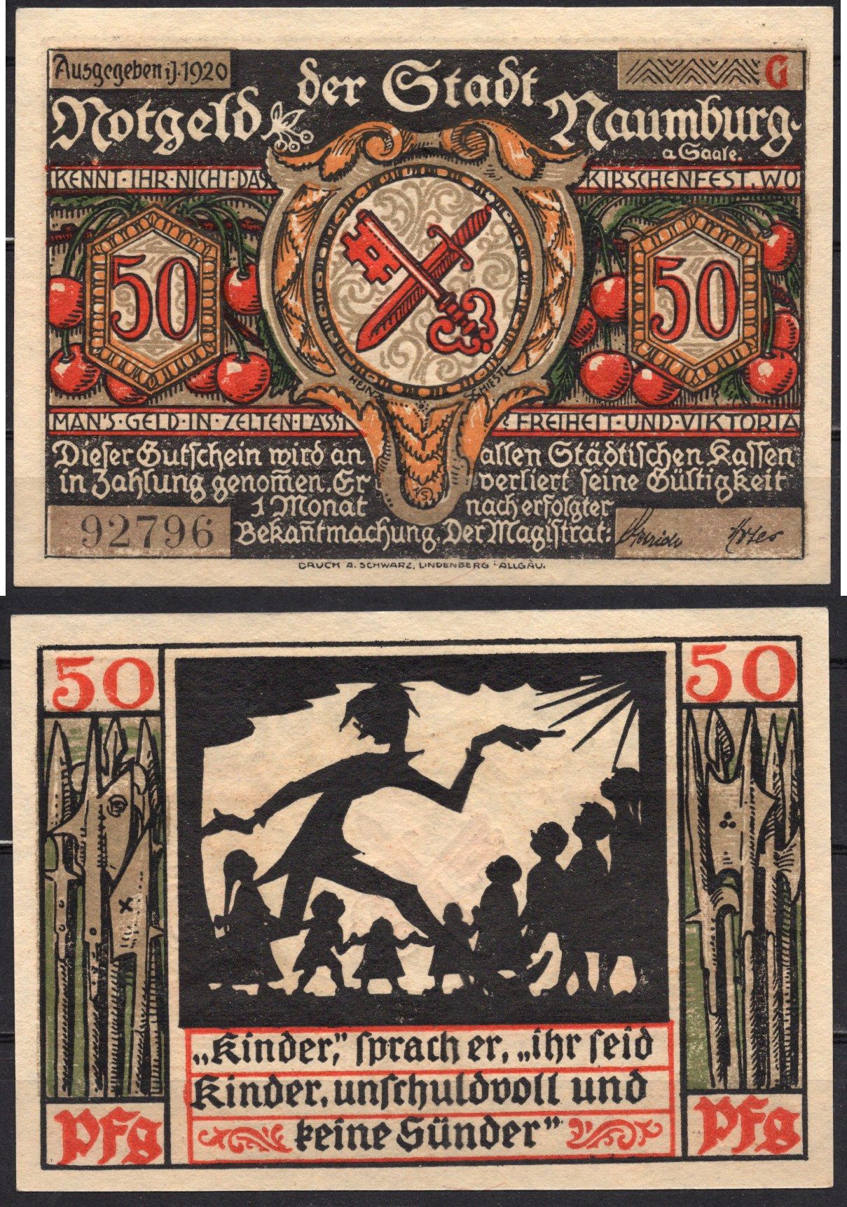 Германия, Наумбург-ан-дер-Заале 50 пфеннигов 1920 Нотгельд бумага 7556-44-2-2