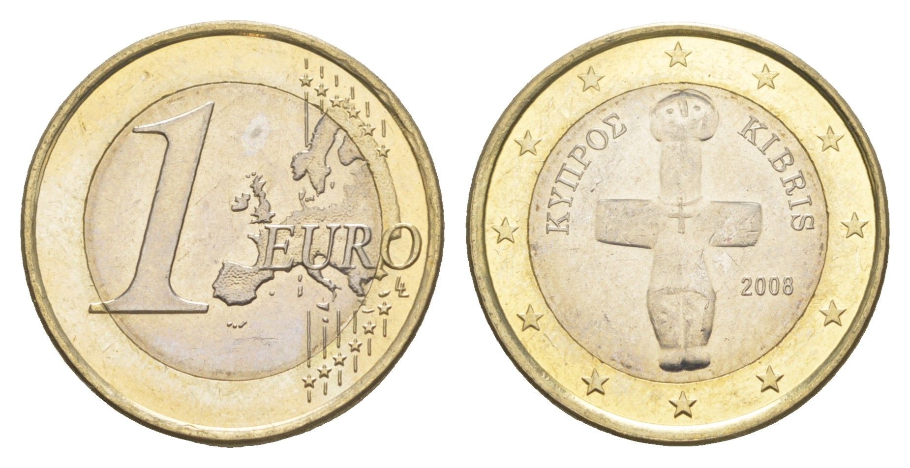 Кипр 1 евро 2008 KM 84 биметалл BU 4652-315