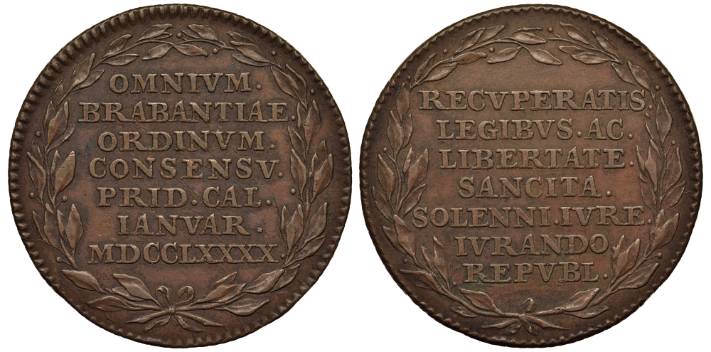 Бельгия жетон 1790 Леопольд II (1790-1792) Slg. Montenuovo 2195 var., de Coster 905 бронза 443-312