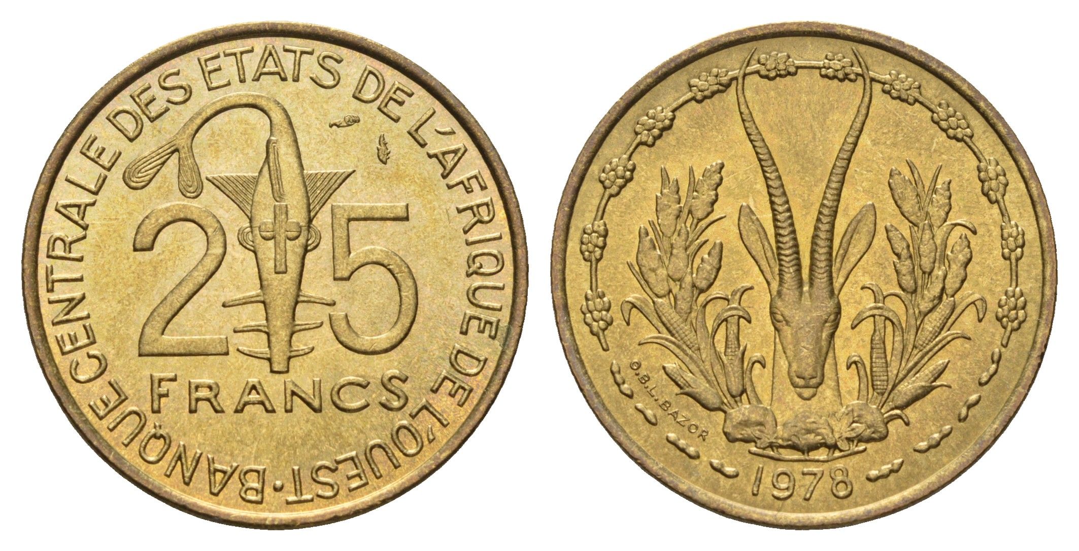 Западная Африка (BCEAO) 25 франков 1978 KM 5 медь алюминий никель UNC 4671-153