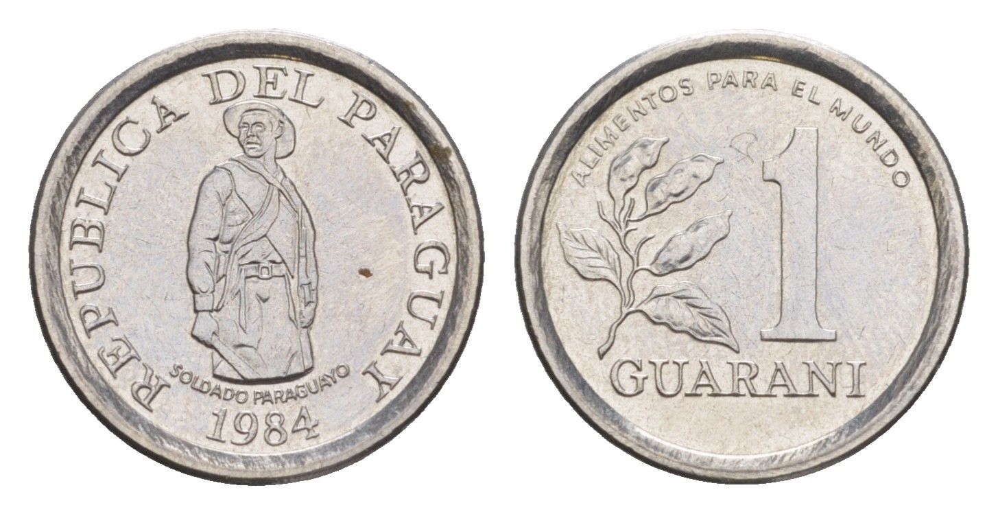 Парагвай 1 гуарани 1984 KM 165 нержавеющая сталь UNC 4644-838