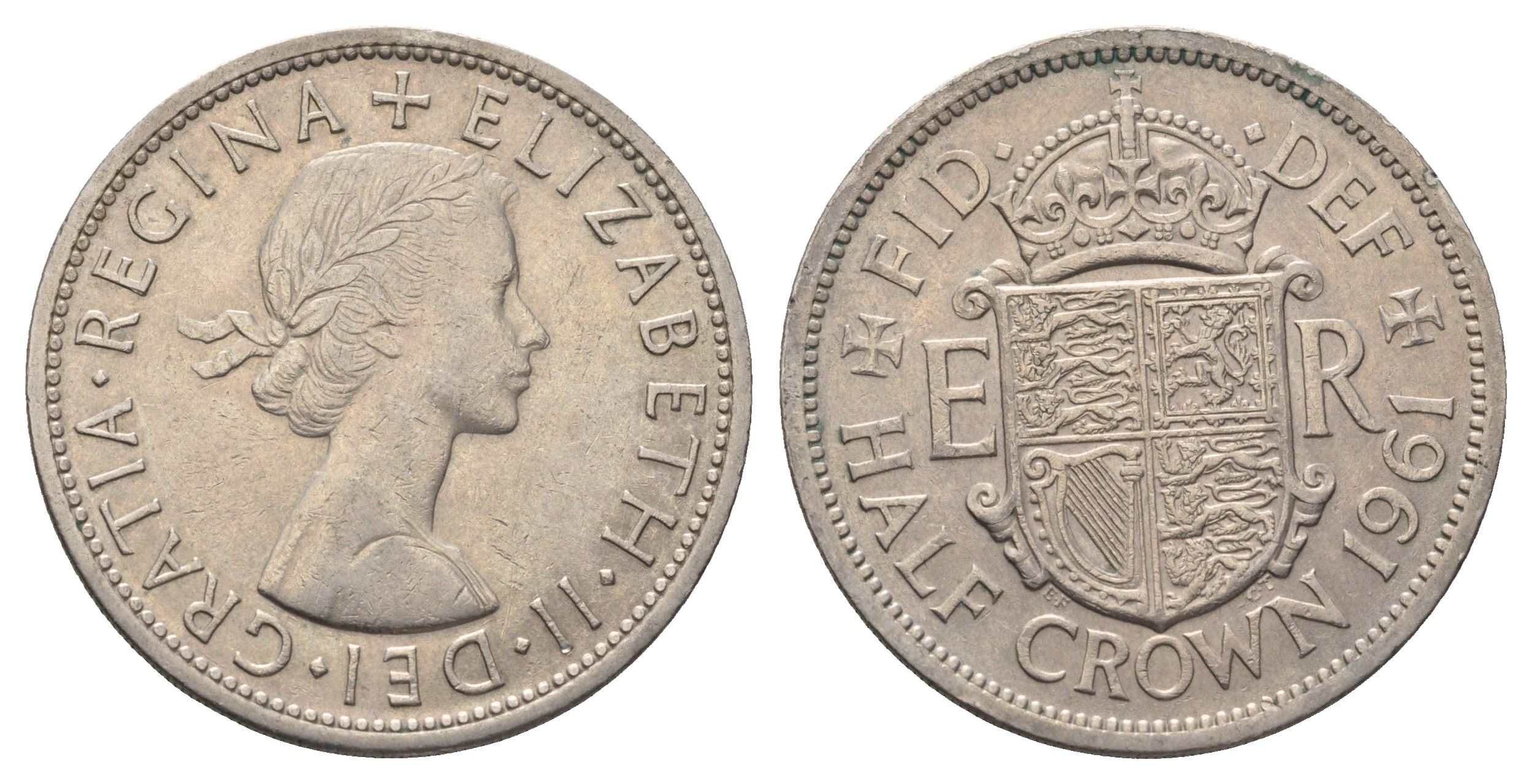 Великобритания 1/2 кроны 1961 Елизавета II (1952-2022) KM 907, Spink 4145 медно-никель 4692-443