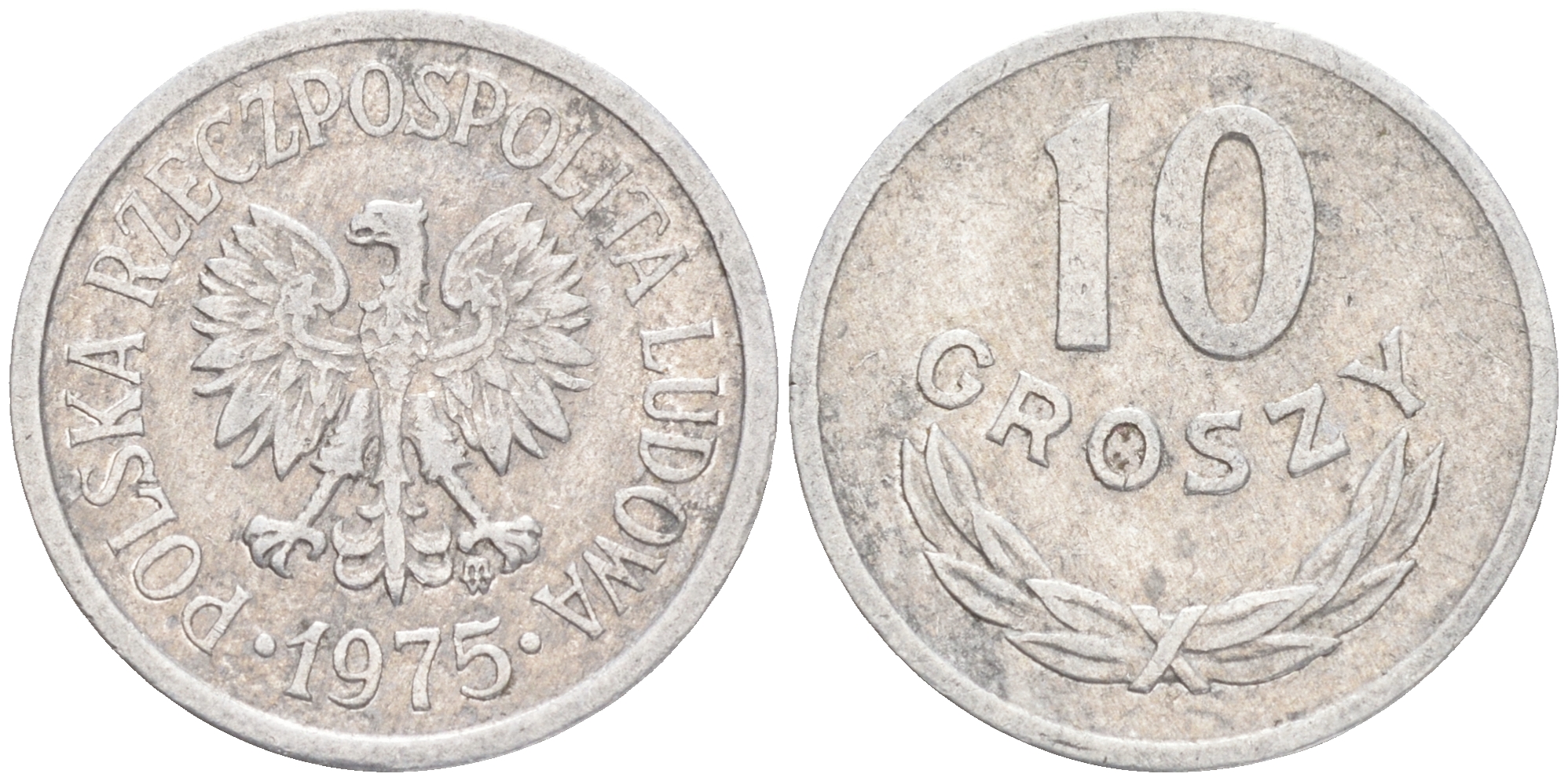 ПОЛЬША 10 ГРОШЕЙ 1975 MW KM АА47 алюминий 4528-227