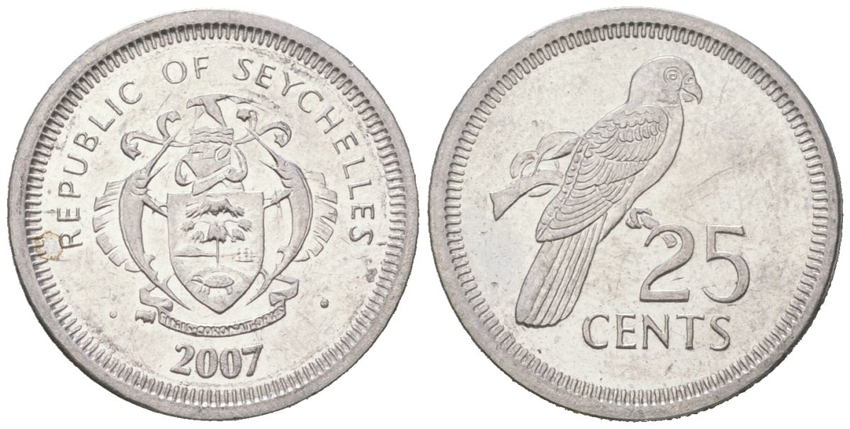 Сейшельские Острова (Сейшелы) 25 центов 2007 KM 49a сталь плакированная никелем UNC 4618-1157