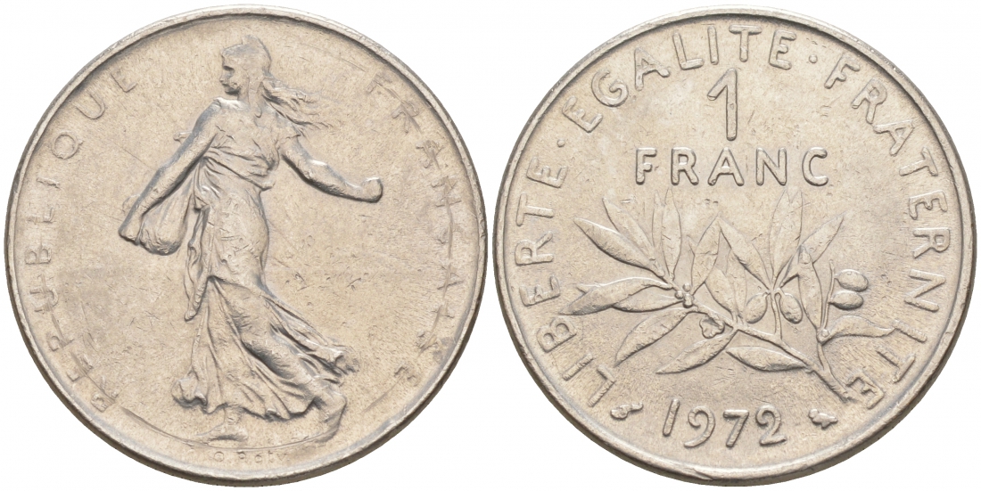 ФРАНЦИЯ 1 ФРАНК 1972 СЕЯТЕЛЬ KM 925.1 никель 186-342
