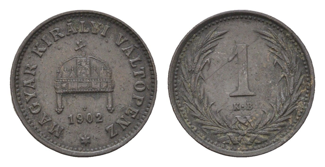 Венгрия 1 филлер 1902 KB, Франц Иосиф I (1848-1916) KM 480 бронза 4665-351