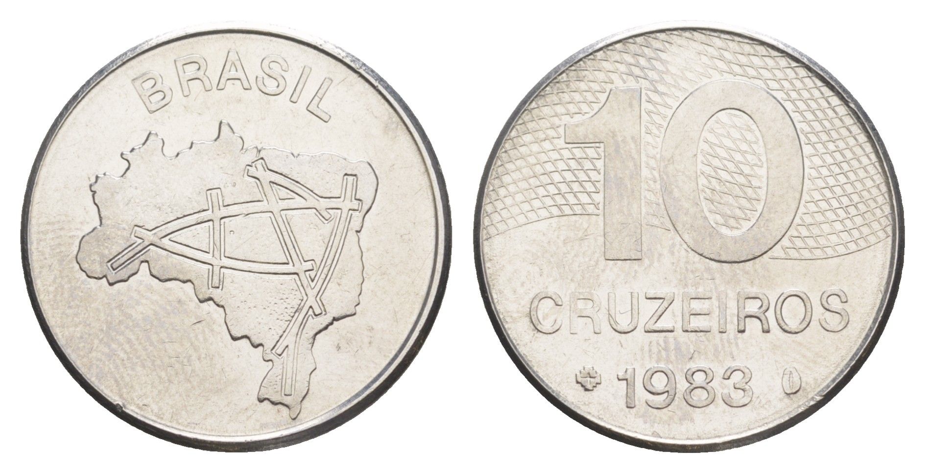 Бразилия 10 крузейро 1983 KM 592.1 нержавеющая сталь UNC 4642-1223