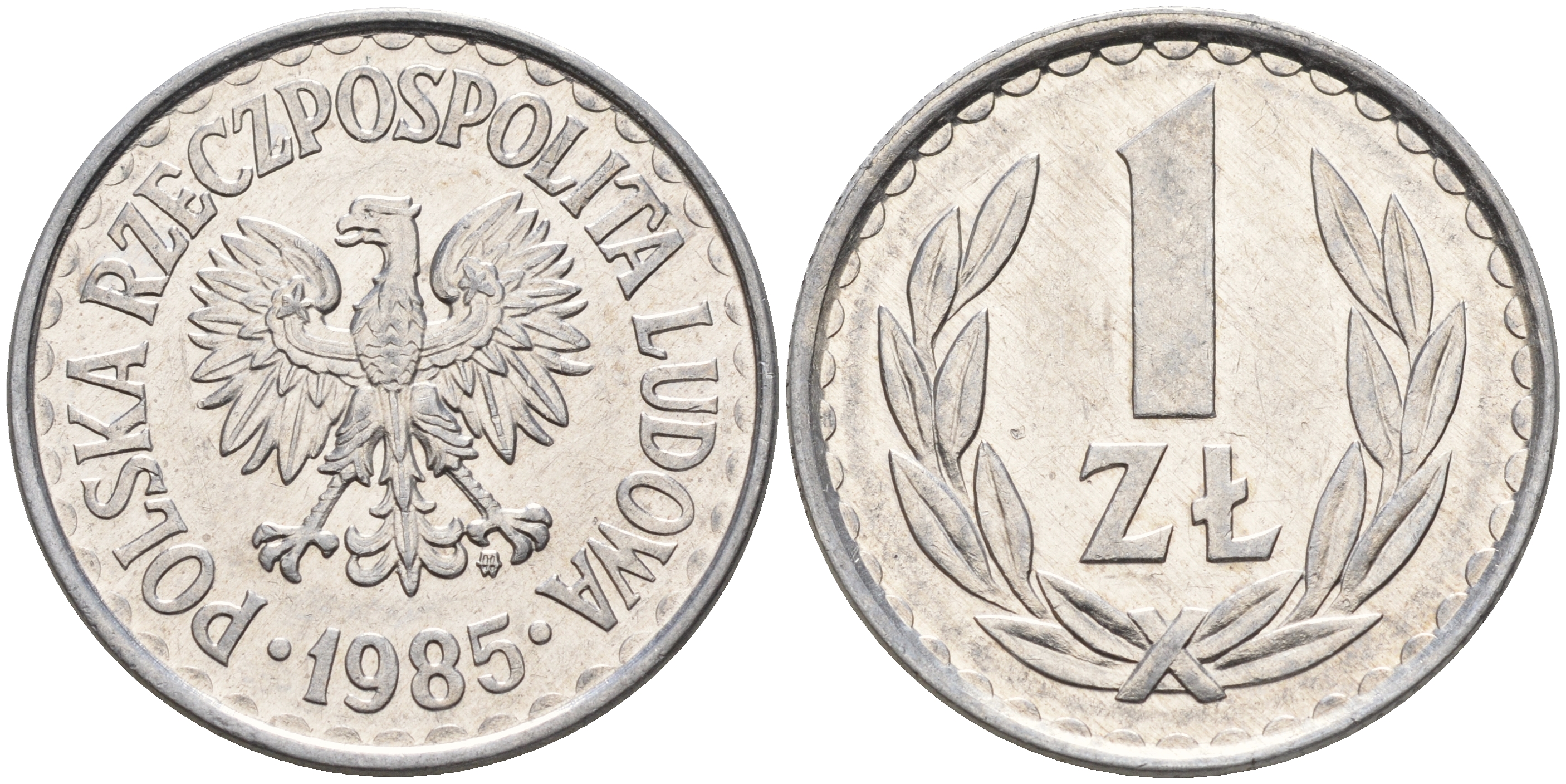 Польша 1 злотый 1985 MW, Народная Республика KM 49.1, Parchimowicz 213x алюминий    4161-216