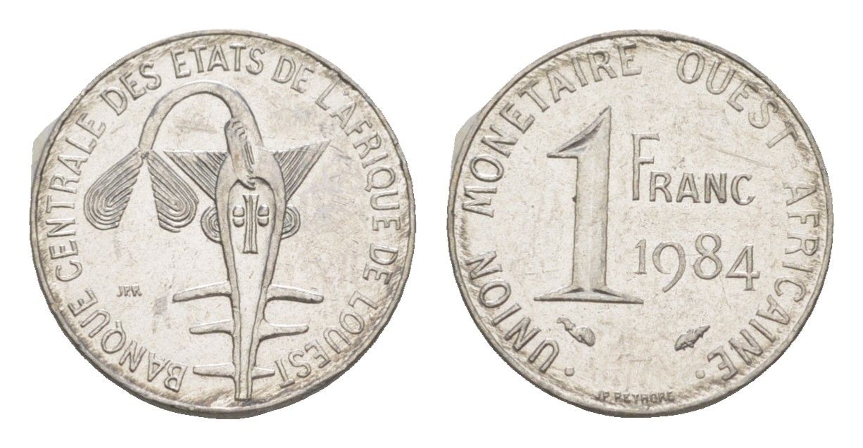 Западная Африка (BCEAO) 1 франк 1984 KM 8 нержавеющая сталь 4640-349