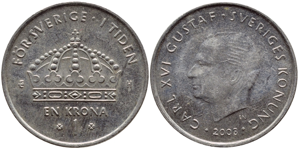 Швеция 1 крона 2003 Карл XVI Густав (1973- ) KM 894 медно-никель 4179-1222