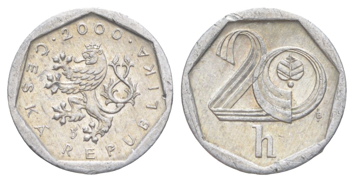 Чехия 20 геллеров 2000 KM 2.3 алюминий 4627-1231