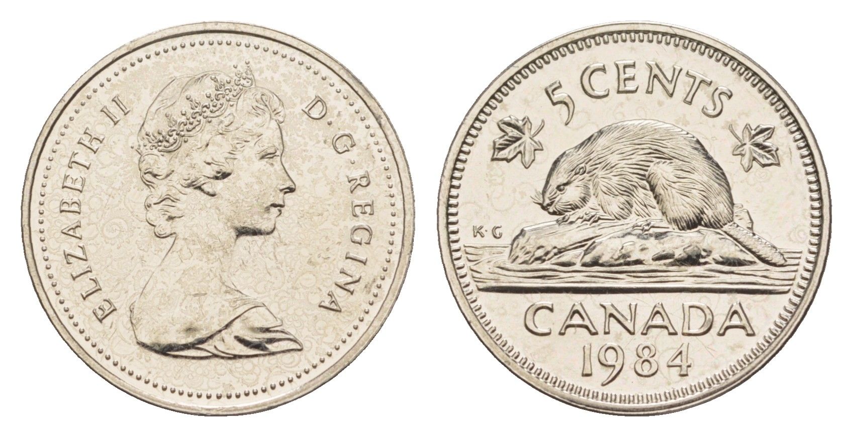 Канада 5 центов 1984 Елизавета II (1952-2022), бобр KM 60.2a медно-никель PROOF-LIKE (BU) 4630-958