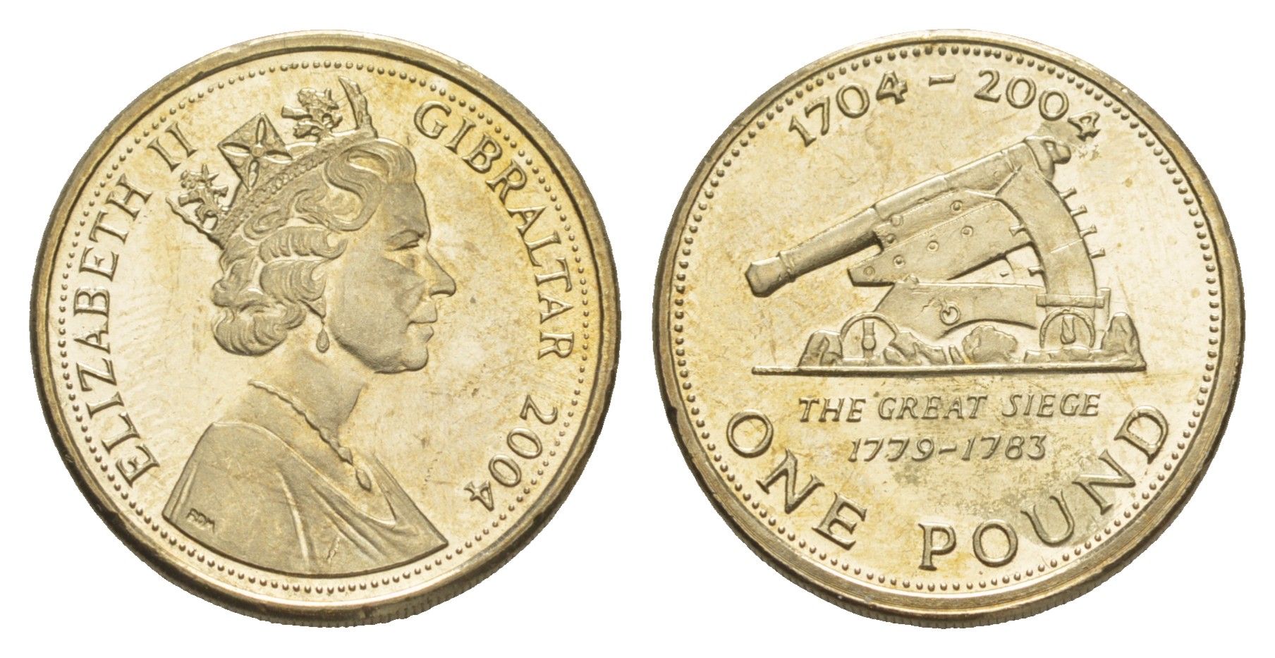 Гибралтар 1 фунт 2004 300 лет захвату Гибралтара KM 1051 никель латунь UNC 4646-1112