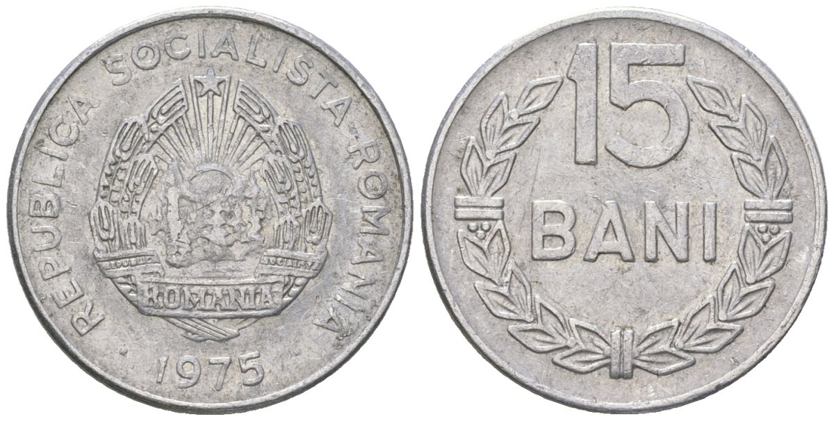 Румыния 15 бань (бани) 1975 KM 93a алюминий aUNC 218-445