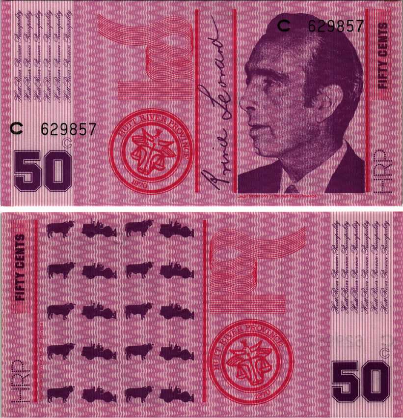 АВСТРАЛИЯ, ХАТТ-РИВЕР НАБОР ИЗ 5 БАНКНОТ 1970 ПРОВИНЦИЯ HUTT- RIVER, КНЯЖЕСТВО, 10, 20, 50 ЦЕНТОВ, 1 И 2 ДОЛЛАРА (1) бумага UNC (ПРЕСС) 7552-24-2