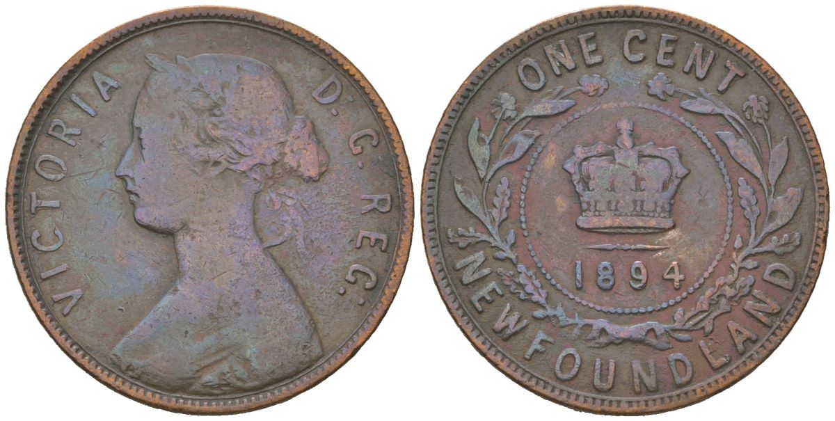 Ньюфаундленд 1 цент 1894 KM 1 бронза 65-714
