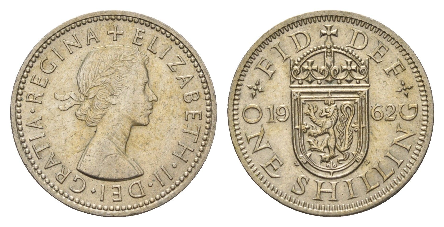 Великобритания 1 шиллинг 1962 Елизавета II (1952-2022), Шотландский герб KM 905, Spink 4148 медно-никель 4177-532