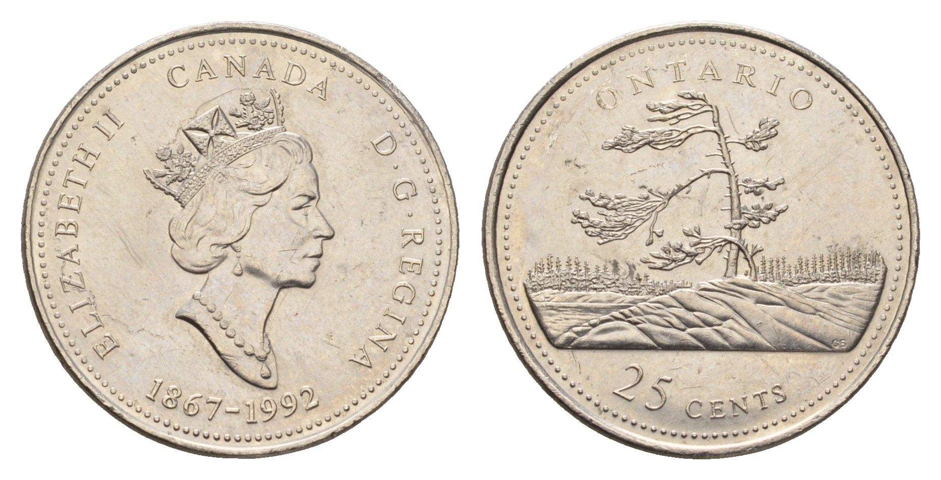 Канада 25 центов 1992 125 лет Конфедерации Канада - Онтарио KM 223 никель aUNC 113-627