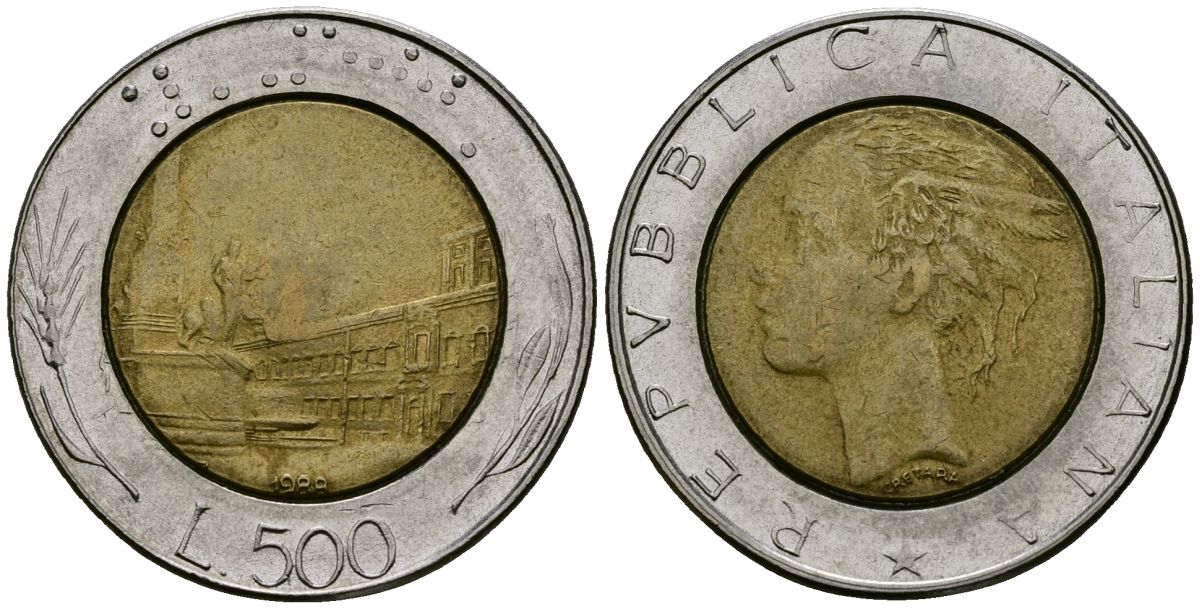 Италия 500 лир 1988 KM 111 биметалл 4165-1043