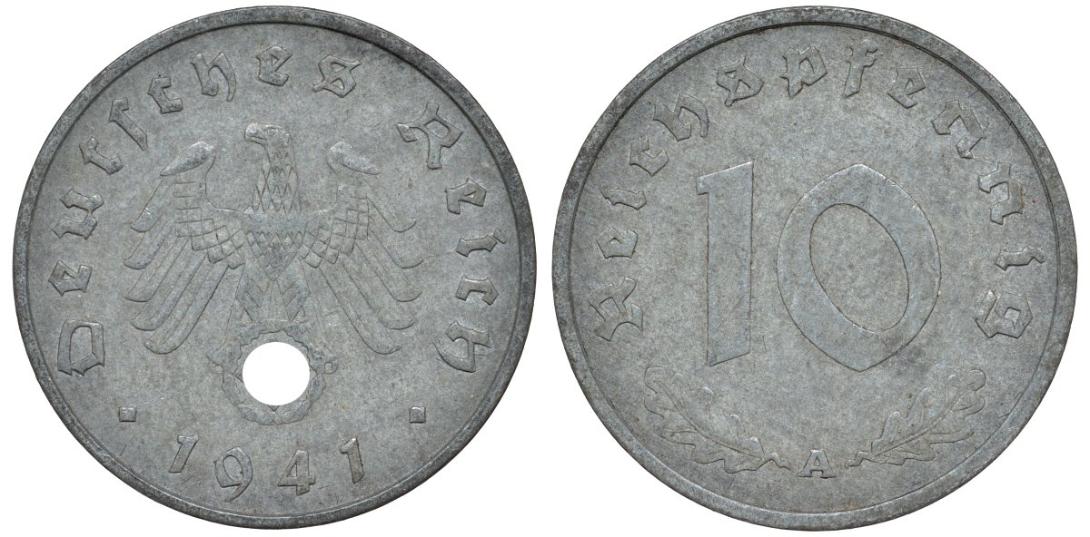 Германия 10 рейхспфеннигов 1941 A KM 101, J. 371 цинк 4132-615