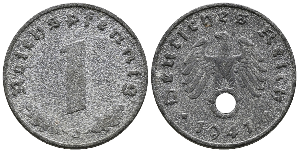 ГЕРМАНИЯ 1 РЕЙХСПФЕННИГ 1941 J KM 97, J. 369 цинк 39-1163
