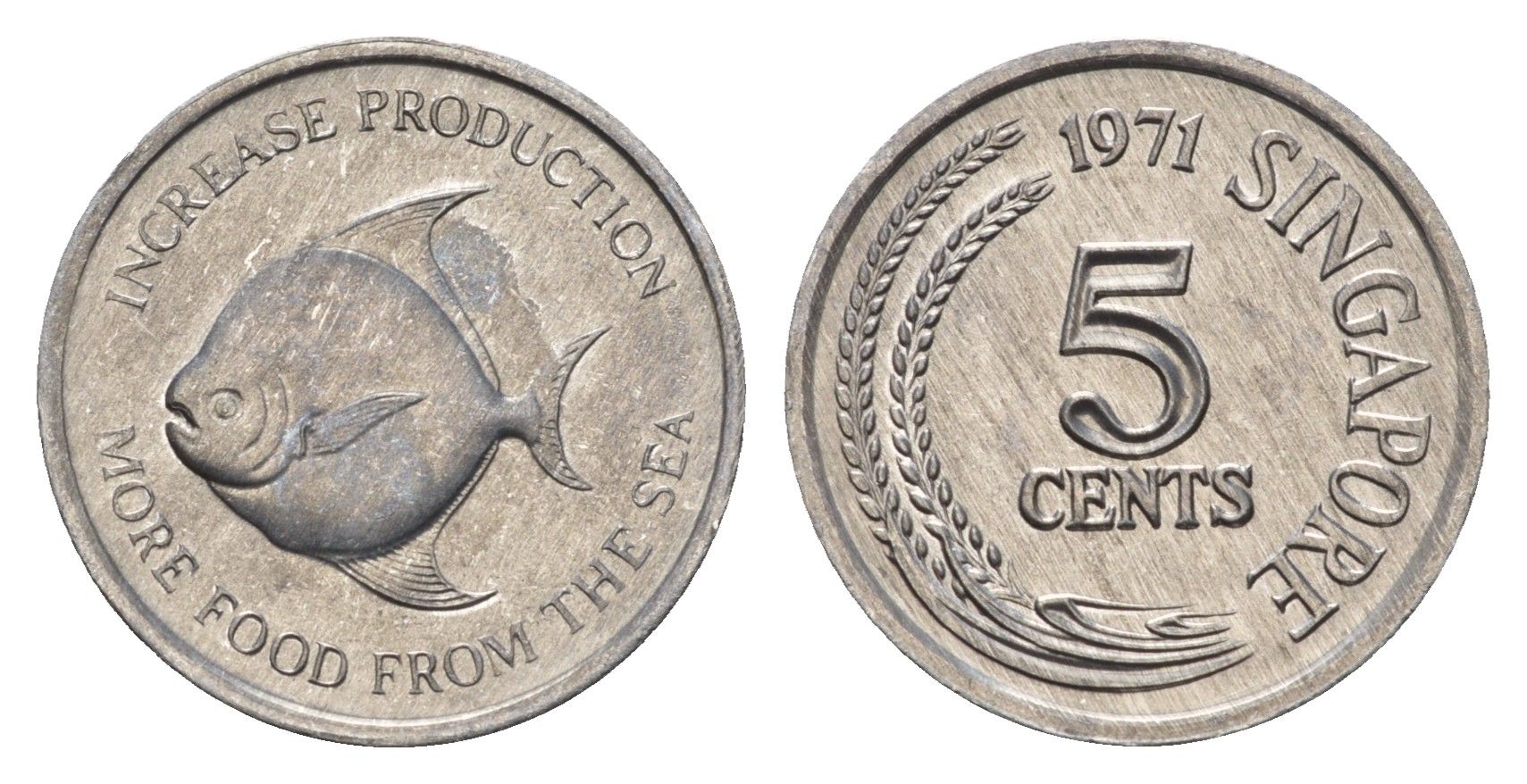 Сингапур 5 центов 1971 ФАО - Продовольственная программа KM 8 алюминий UNC 4679-729