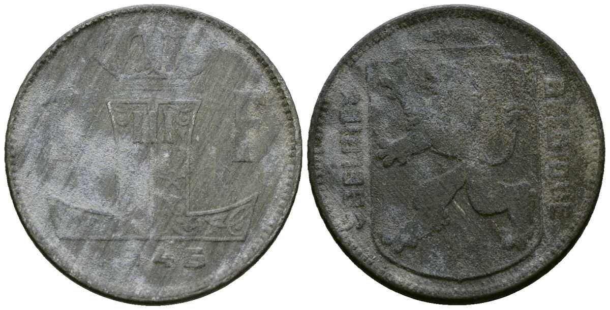 Бельгия 1 франк 1946 KM 127 цинк 4177-1034