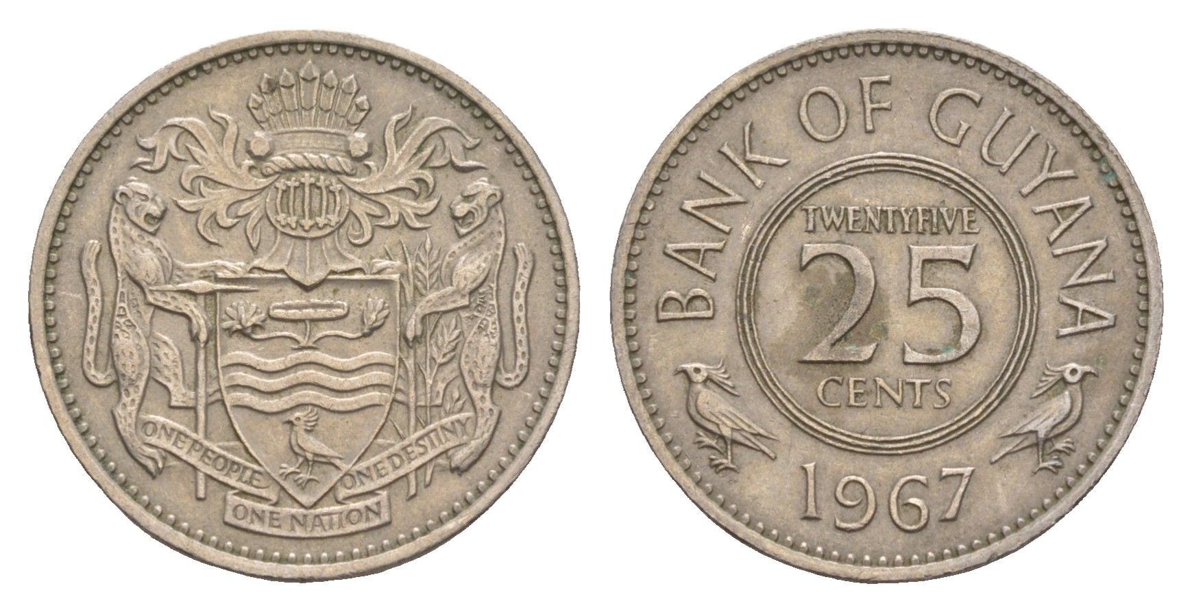 Гайана 25 центов 1967 KM 34 медно-никель 4655-846