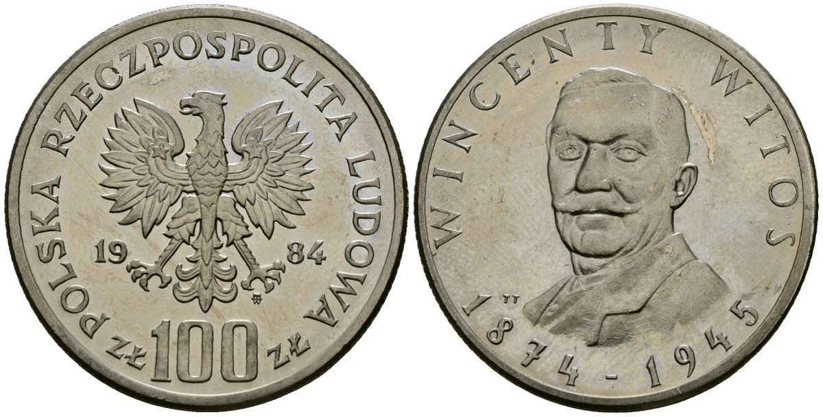 Польша 100 злотых 1984 110 лет со дня рождения Винценты Витоса Y 148 медно-никель 4168-913