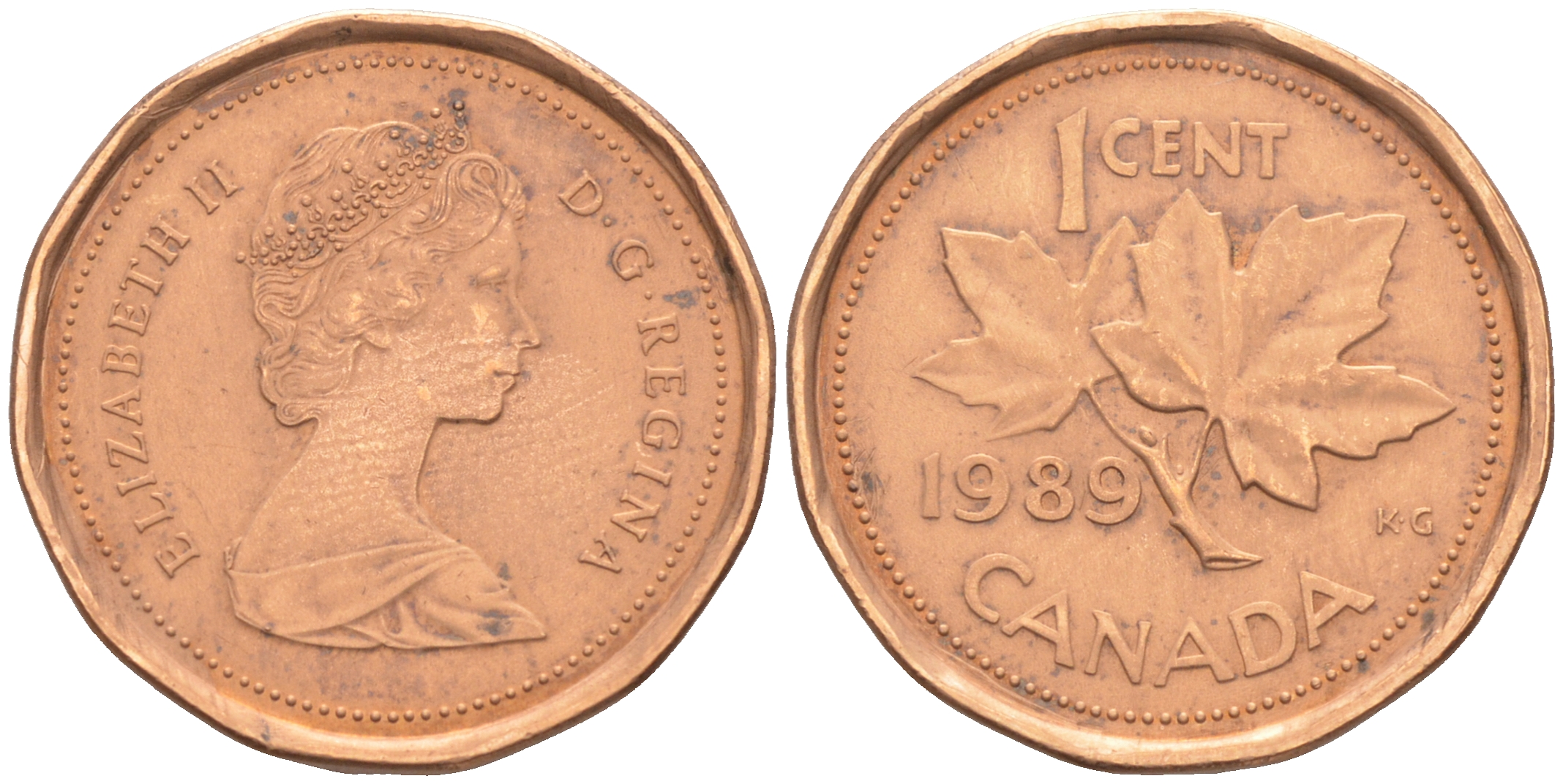 Канада 1 цент 1989 Елизавета II (1952-2022), кленовый лист KM 132 бронза 188-767