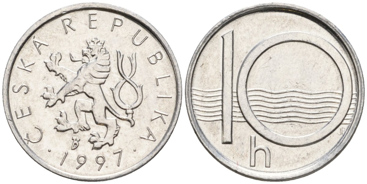 Чехия 10 геллеров 1997 b' KM 6 алюминий 4532-1162