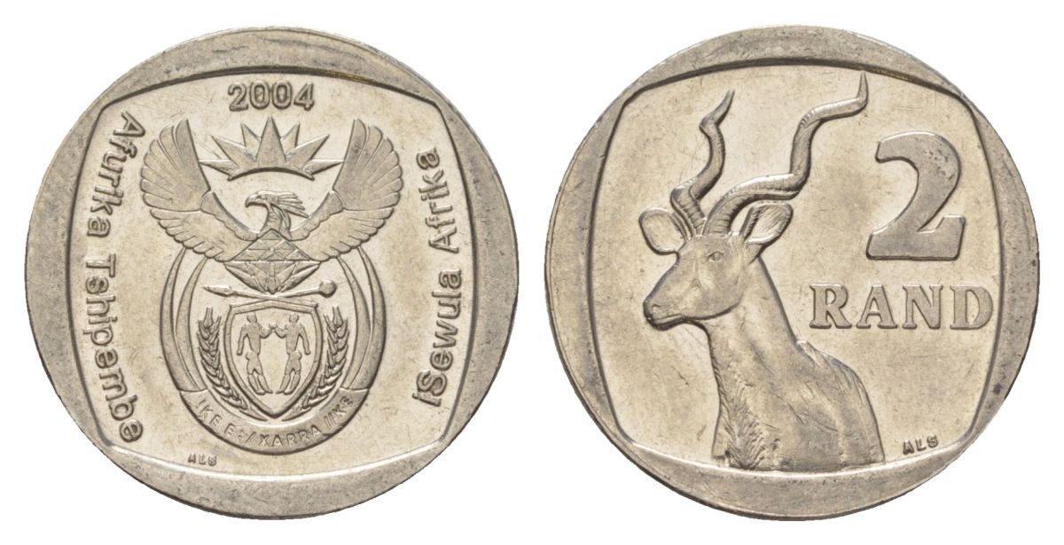 ЮАР 2 ранда 2004 KM 336 медь плакированная никелем UNC 4628-115