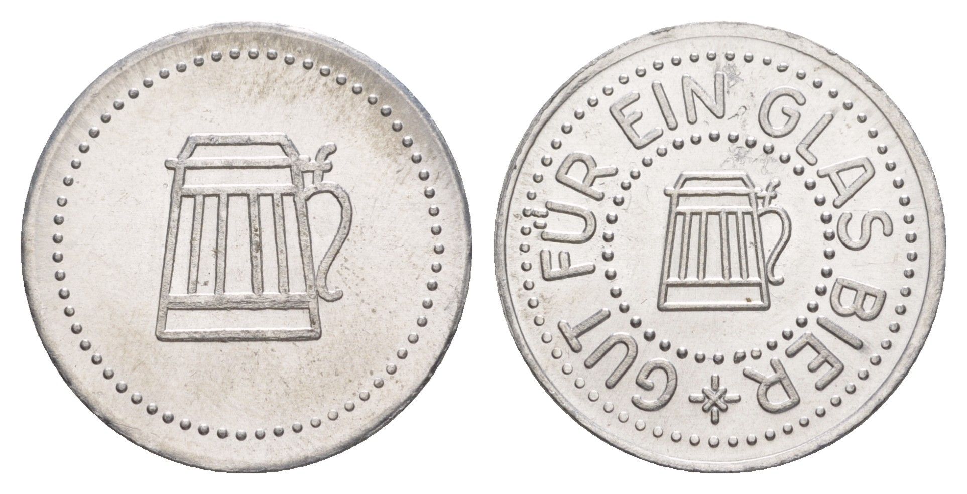 Германия жетон в 1 "стакан пива" ND диаметр 24 мм, вес 1,1 гр алюминий UNC 4638-852