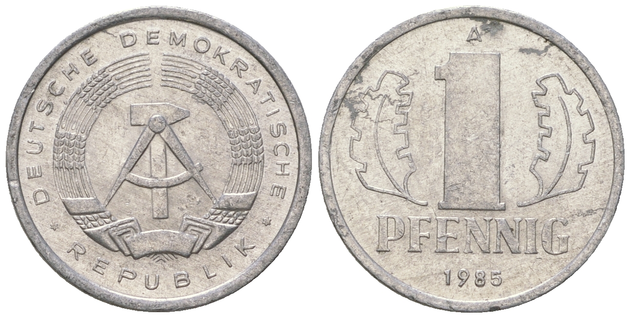 ГДР 1 пфенниг 1985 А KM 8.2 алюминий 4651-135