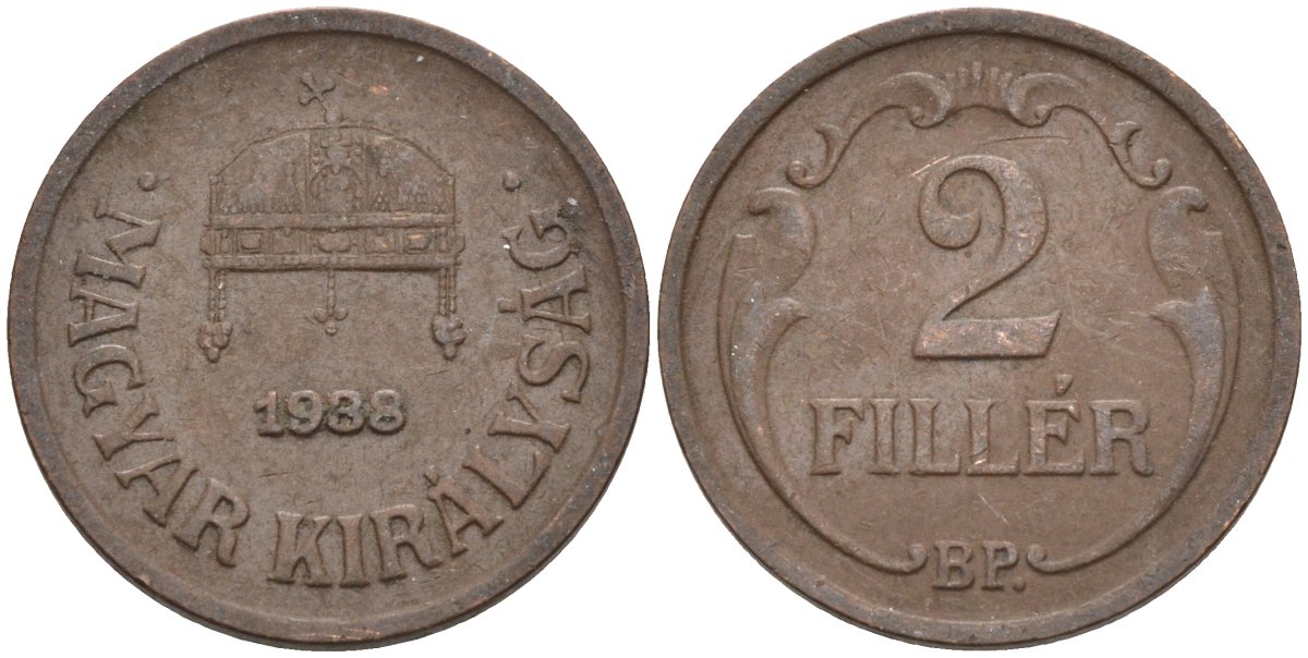Венгрия 2 филлера 1938 BP KM 506 бронза 4115-1161