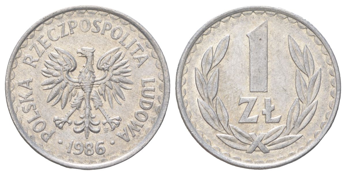Польша 1 злотый 1986 Y 49.2 алюминйи 4628-957