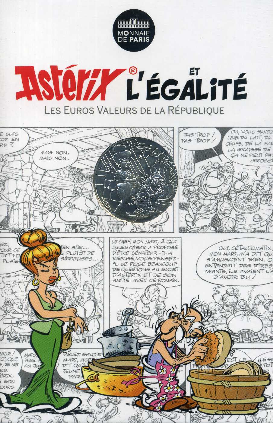 Франция 10 евро 2015 серия Астерикс и свобода, мадам и месье Ветераникс (Agecanonix), Ветераникс моет посуду, в оригинальном буклете KM NEW серебро UNC 1-4-3-16