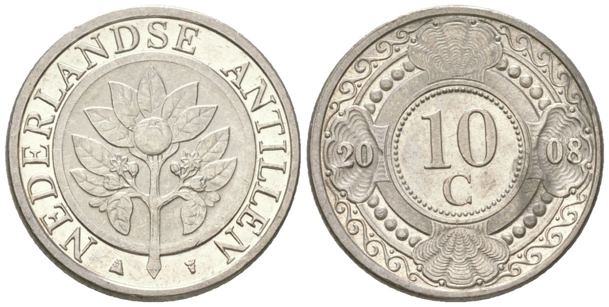 Нидерландские Антилы 10 центов 2008 Беатрикс (1980-2013) KM 34 сталь плакированная никелем UNC 4611-836
