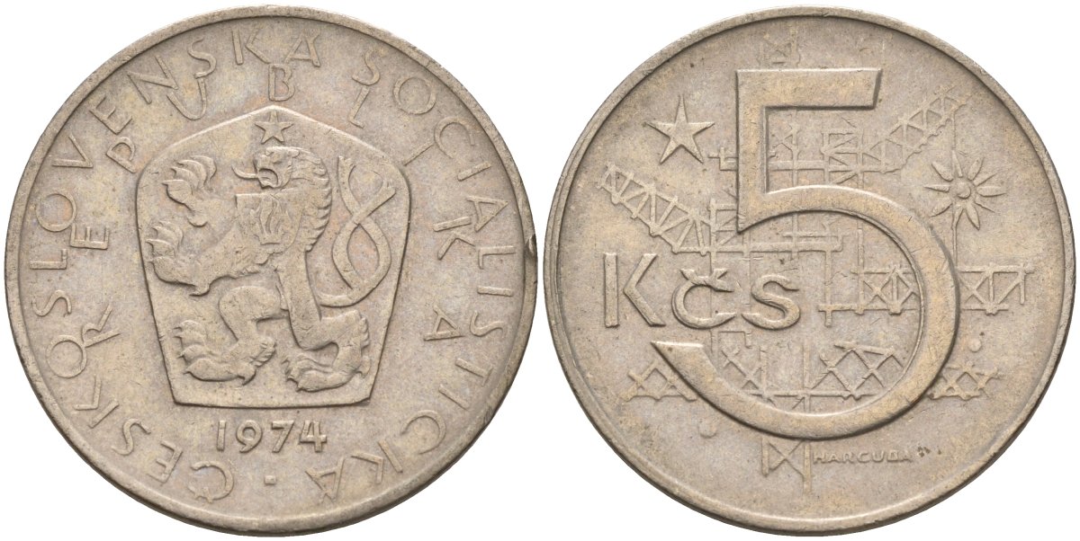 Чехословакия 5 крон 1974 KM 60 медно-никель 4156-156