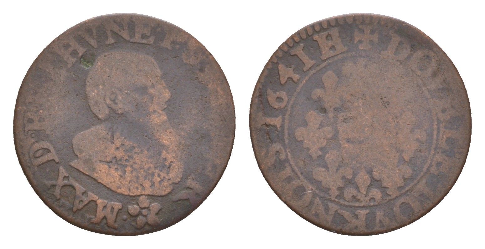 Франция, Анришмон двойной турнуа 1641 Максимилиан I де Бетюн (1605-1641) KM 5 медь 1518-1631