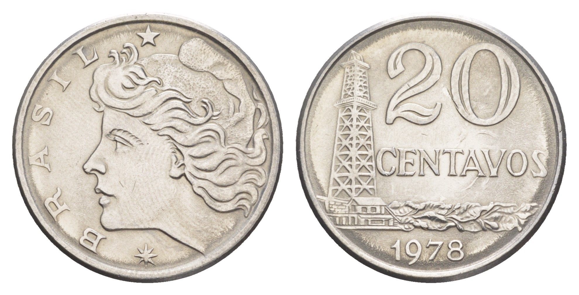 Бразилия 20 сентаво 1978 KM 579.1a нержавеющая сталь UNC 4642-1056