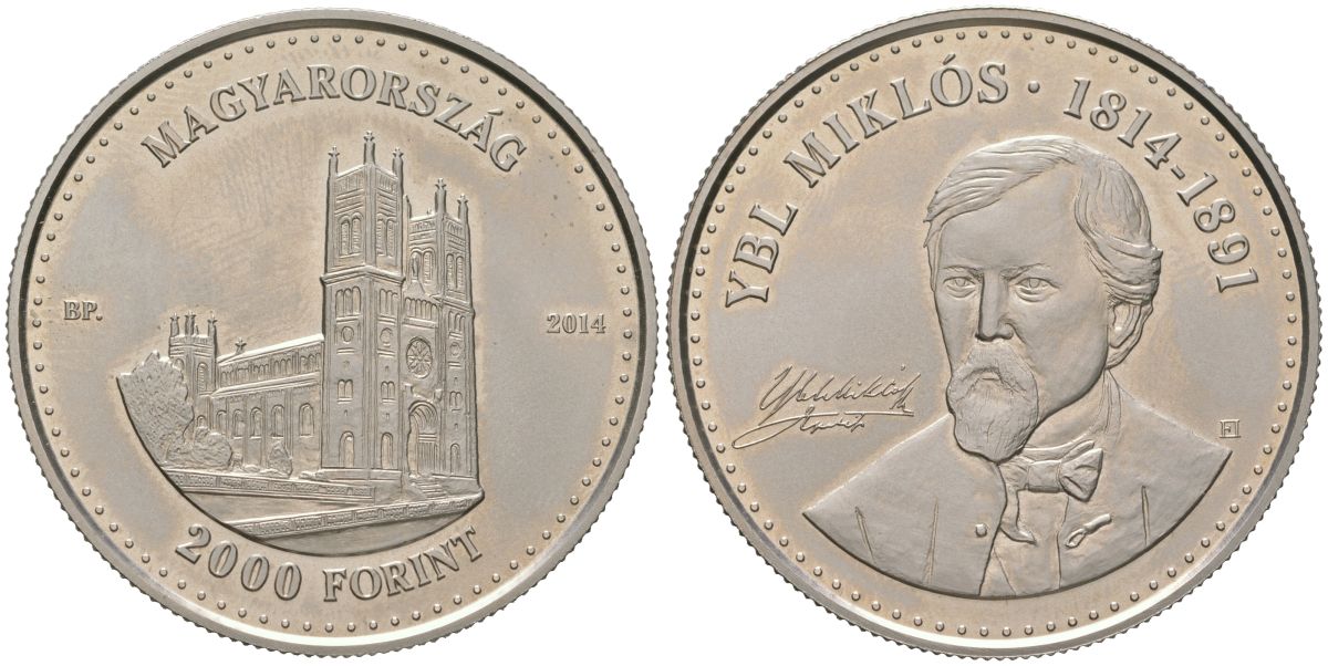 Венгрия 2000 форинтов 2014 200 лет со дня рождения Миклоша Ибля KM 876 медь цинк никель BUNC 4558-124