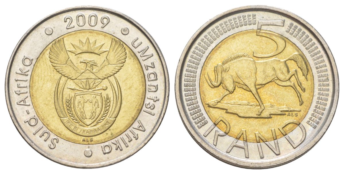 ЮАР 5 рандов 2009 KM 470 биметалл UNC 4626-856