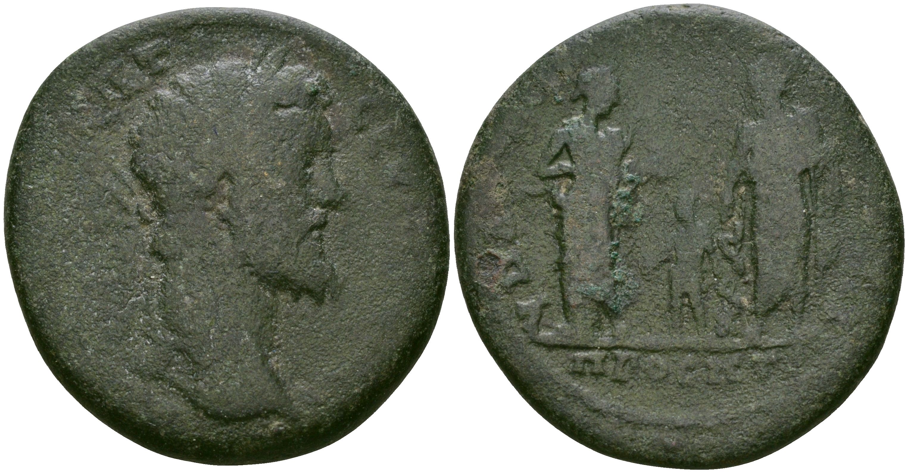 Римская Империя, Провинция Нижняя Мезия, Никополь-на-Истре AE 193 - 195 Септимий Север, бюст императора / Гигиэя, Телесфор и Асклепий Varbanov 2788 бронза 1100-5-34