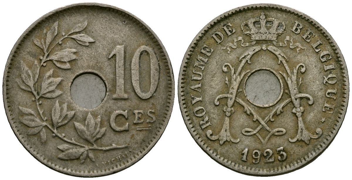 Бельгия 10 сантимов 1923 Belgique KM 85 медно-никель 4172-931