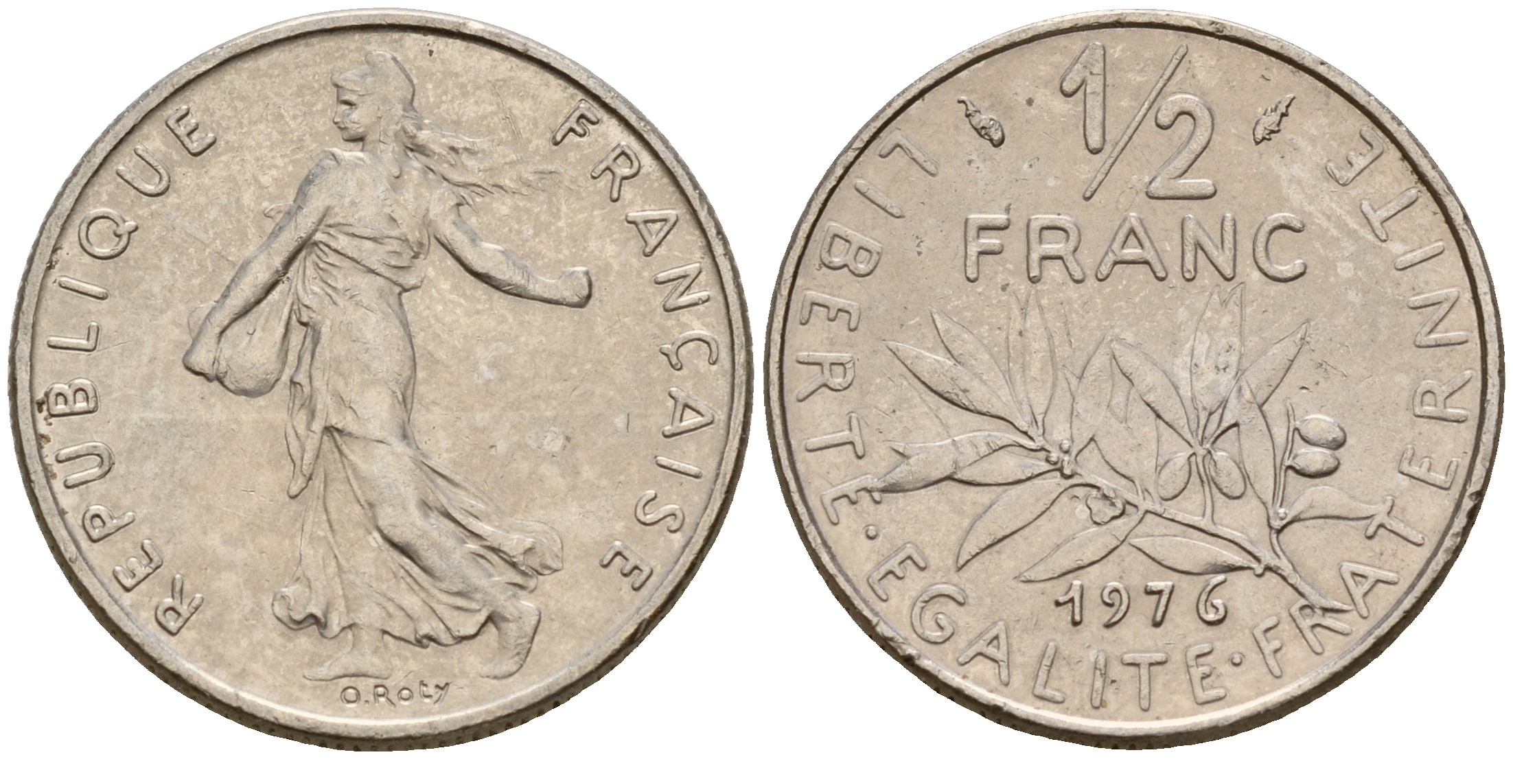 Франция 1/2 франка 1976 сеятель KM 931.1, LE FRANC 198.15 никель    4598-264